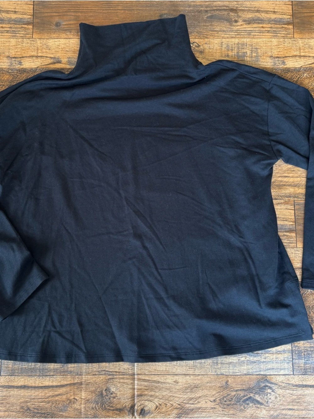 Eileen Fisher Black Turtleneck Top S/P Soft Knit Long Sleeve Minimalist Classic